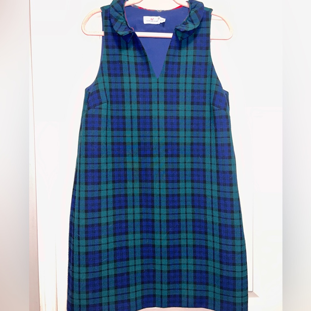 Vineyard Vines Blue and Green Plaid Midi Dress - Picture 2 of 7